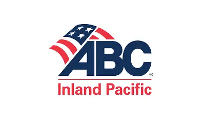 A red white and blue logo for abc inland pacific.